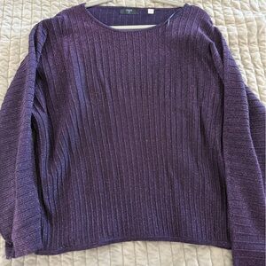 Tahari Deep Purple Ribbed Sweater